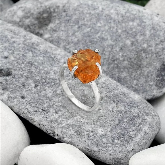AAA Mandarin citrine sterling silver rings - Picture 4 of 5